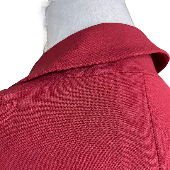 Theory Wool Blazer 4 Gabrielle Tailor Jacket Burgundy Red Single Button Plunging - Picture 14 of 16